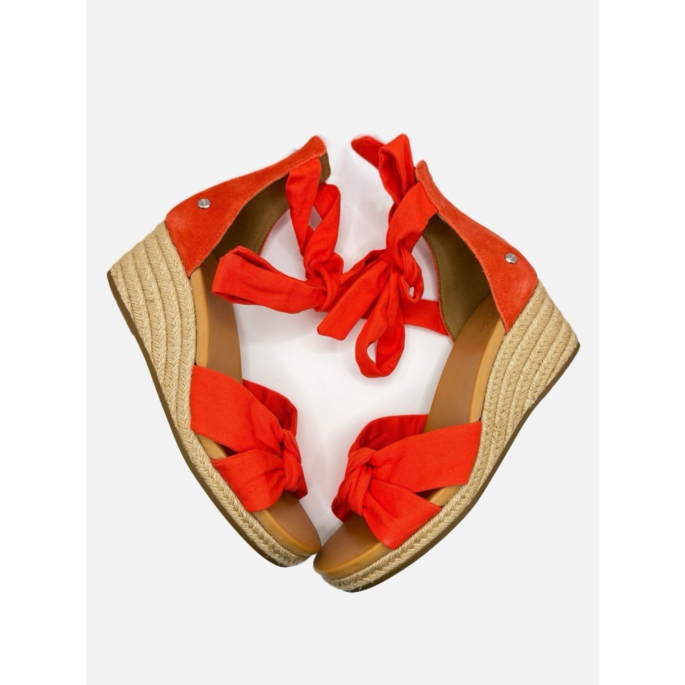 UGG Starla Ankle Tie Espadrille Wedge Coral Size US 8.5